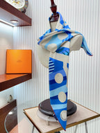 Le Reve De Julia Scarf 90 CM In Blue Colorful Silk Twill 198578