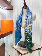 Faubourg Party Scarf 90 CM In Blue Colorful Silk Twill  198582