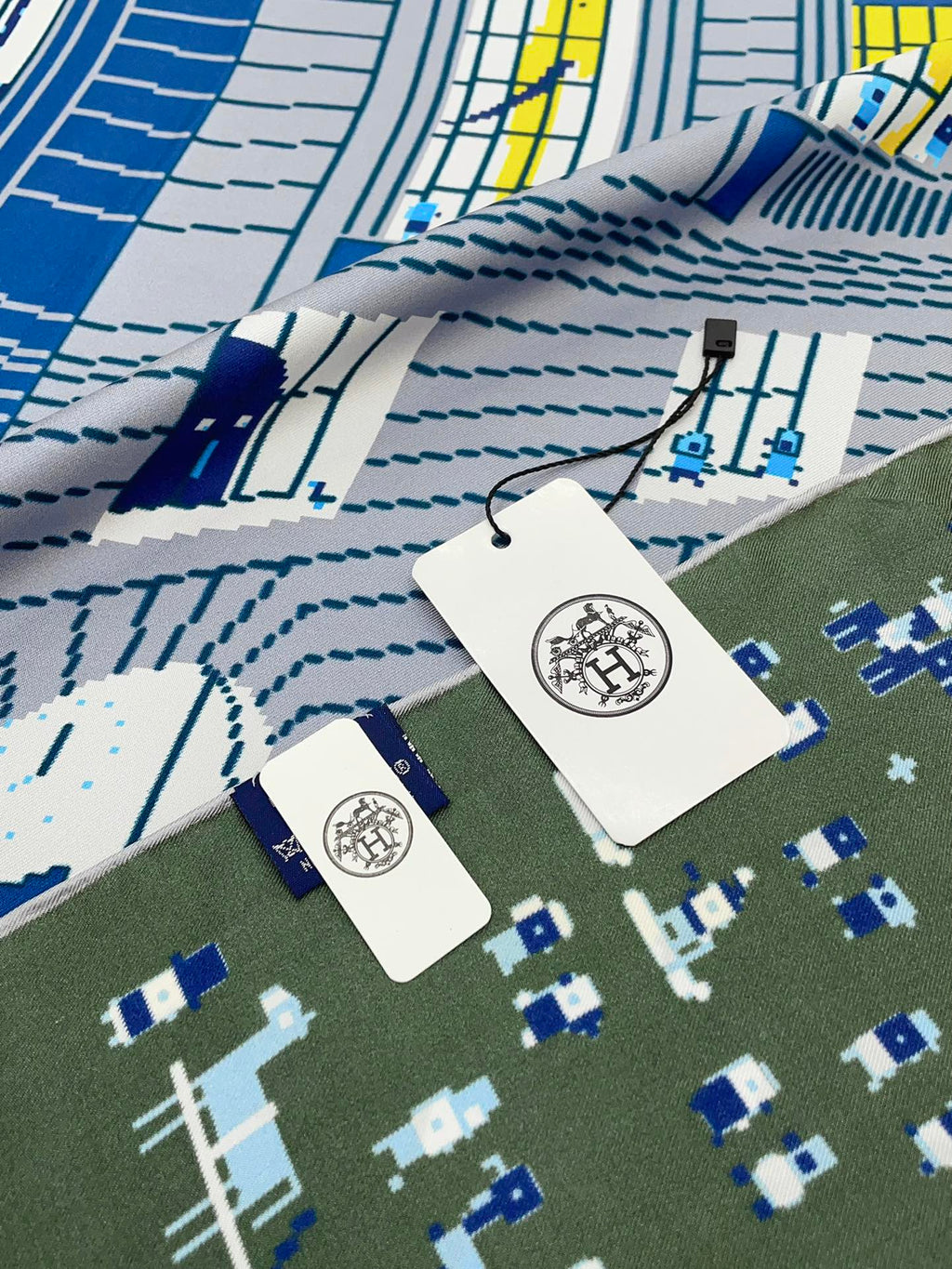 Faubourg Party Scarf 90 CM In Blue Colorful Silk Twill  198582
