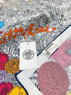 Retour A La Nature Shawl 90 CM In Grey Colorful Silk Twill 198583