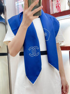 CC Square Scarf 90 CM In Blue Silk Twill 201029