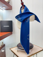 CC Square Scarf 90 CM In Blue Silk Twill 201029