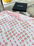 CC Square Scarf 90 CM In White Mix Pink Silk Twill  206464