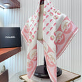 CC Square Scarf 90 CM In White Mix Pink Silk Twill  206464