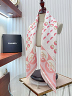 CC Square Scarf 90 CM In White Mix Pink Silk Twill  206464