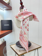 CC Square Scarf 90 CM In White Mix Pink Silk Twill  206464