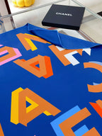 CC Square Scarf 90 CM In Blue Colorful Silk Twill  206466