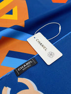 CC Square Scarf 90 CM In Blue Colorful Silk Twill  206466