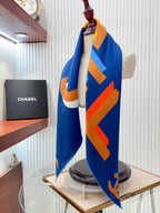 CC Square Scarf 90 CM In Blue Colorful Silk Twill  206466