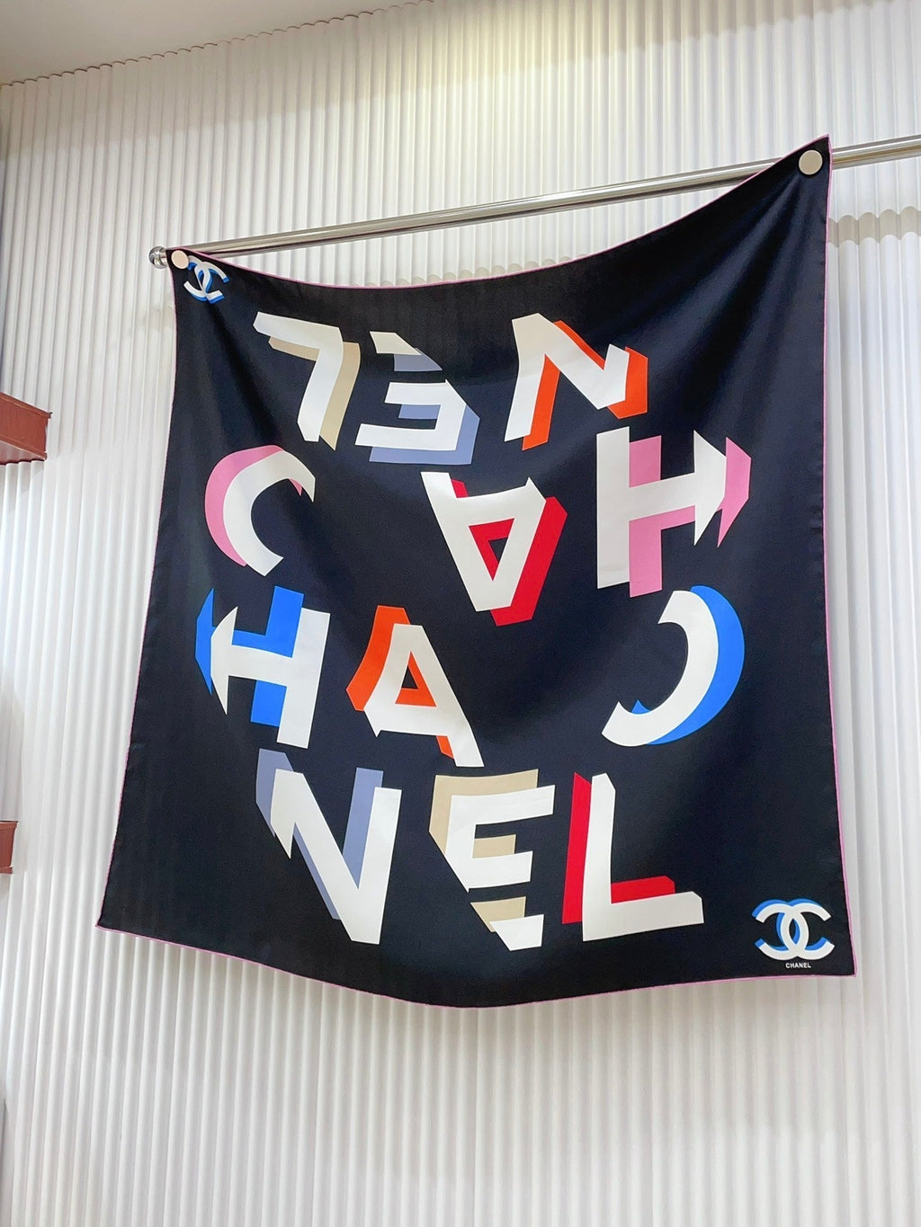 CC Square Scarf 90 CM In Black Colorful Silk Twill  206468