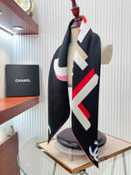 CC Square Scarf 90 CM In Black Colorful Silk Twill  206468