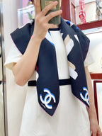 CC Square Scarf 90 CM In Black Colorful Silk Twill  206468