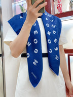 CC Square Scarf 90 CM In Blue With Printed Letters Silk Twill  208581