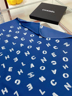 CC Square Scarf 90 CM In Blue With Printed Letters Silk Twill  208581