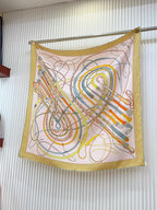 Fouets Et Badines Scarf 90 CM In Light Pink Colorful Silk 208583
