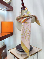 Fouets Et Badines Scarf 90 CM In Light Pink Colorful Silk 208583