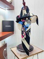 CC Square Scarf 90 CM In Black Colorful Silk Twill  211096