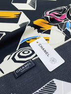CC Square Scarf 90 CM In Black Colorful Silk Twill  211096