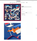 CC Square Scarf 90 CM In Blue Colorful Silk Twill  211097