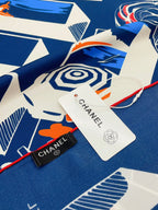CC Square Scarf 90 CM In Blue Colorful Silk Twill  211097