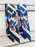CC Square Scarf 90 CM In Blue Colorful Silk Twill  211097
