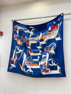 CC Square Scarf 90 CM In Blue Colorful Silk Twill  211097