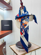 CC Square Scarf 90 CM In Blue Colorful Silk Twill  211097