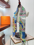 Pantin City scarf 90 CM In Colorful Silk Twill  211113