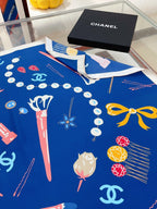 CC Square Scarf 90 CM In Dark Blue Colorful Silk Twill 213690