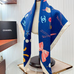CC Square Scarf 90 CM In Dark Blue Colorful Silk Twill 213690