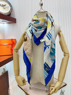 Horse Club Detail Scarf 140 CM In Colorful Cashmere And Silk 217219