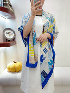 Horse Club Detail Scarf 140 CM In Colorful Cashmere And Silk 217219
