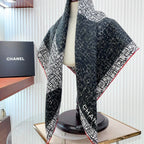 CC Square Scarf 90 CM In Black Mix White Silk Twill 218098