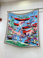 Locomotion Shawl 90 CM In Colorful Silk Twill  225466
