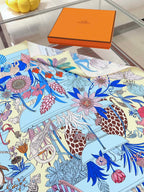 Precious Paradise Scarf 90 CM In Colorful Silk Twill  234593