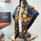 CC Square Scarf 90 CM In Black Colorful Silk Twill  234597