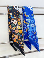CC Square Scarf 90 CM In Black Colorful Silk Twill  234597