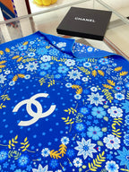 CC Square Scarf 90 CM In Blue Colorful Silk Twill 234598