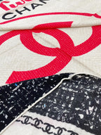 CC Square Scarf 140 CM In Black Mix Light Beige Red Cashmere Silk 234599