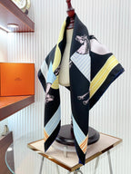 Garde-Robe Pop Detail Scarf 90 CM In Black Colorful Silk Twill 337136
