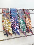 Le Jaguar Et Le Colibri Shawl 90 CM In Orange Colorful Silk Twill 274209