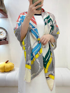 Mors a Jouets Chemise Shawl 140 CM In Colorful Silk And Cashmere 239531