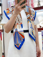 Haute Parure Scarf 90 CM In White Colorful Silk Twill 239533