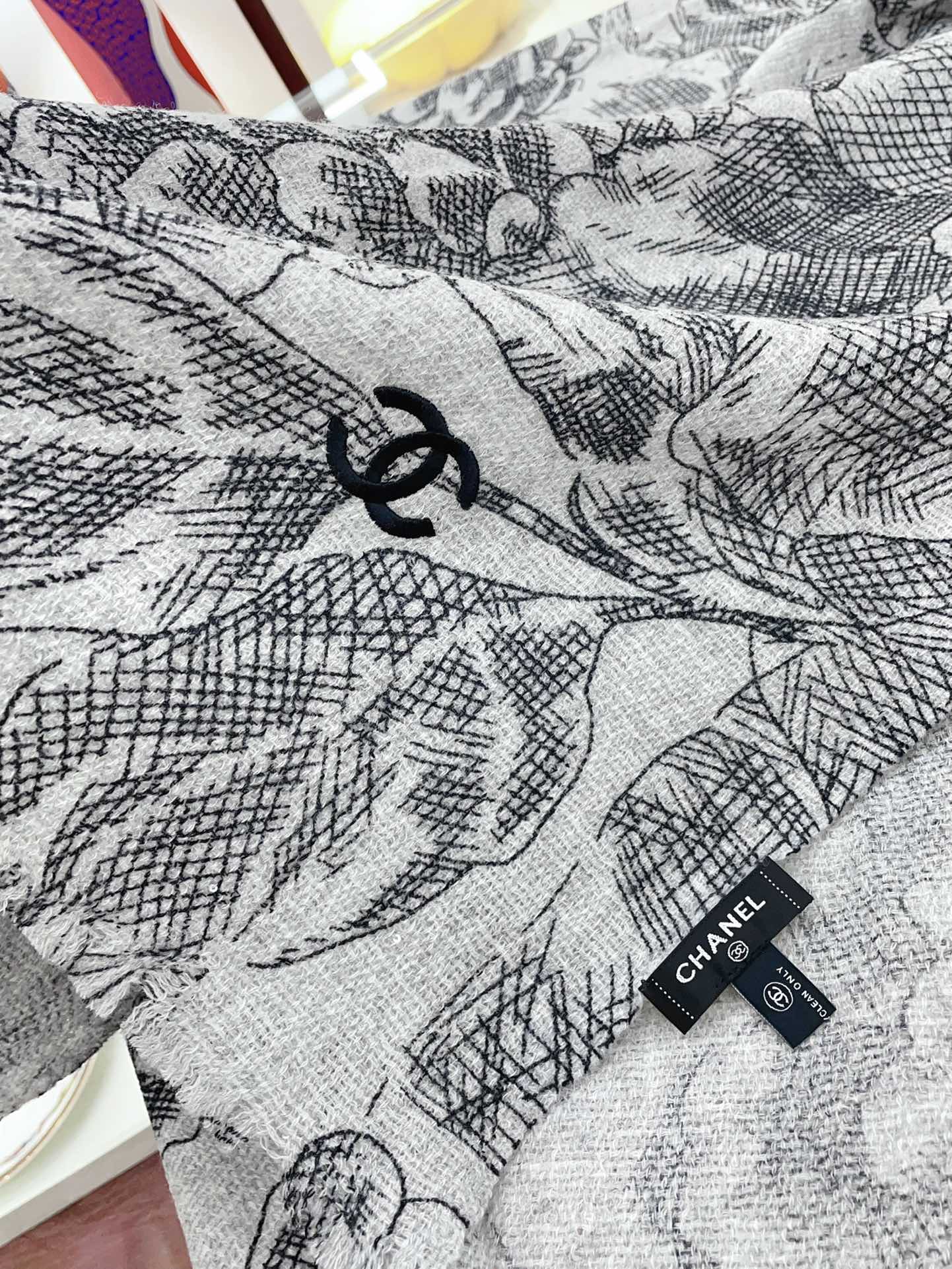 CC Scarf 180 CM In Grey Mix Black Cashmere  247635