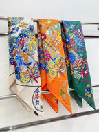 Planifleurs scarf 90 CM In Orange Colorful Silk Twill 249919