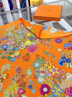 Planifleurs scarf 90 CM In Orange Colorful Silk Twill 249919