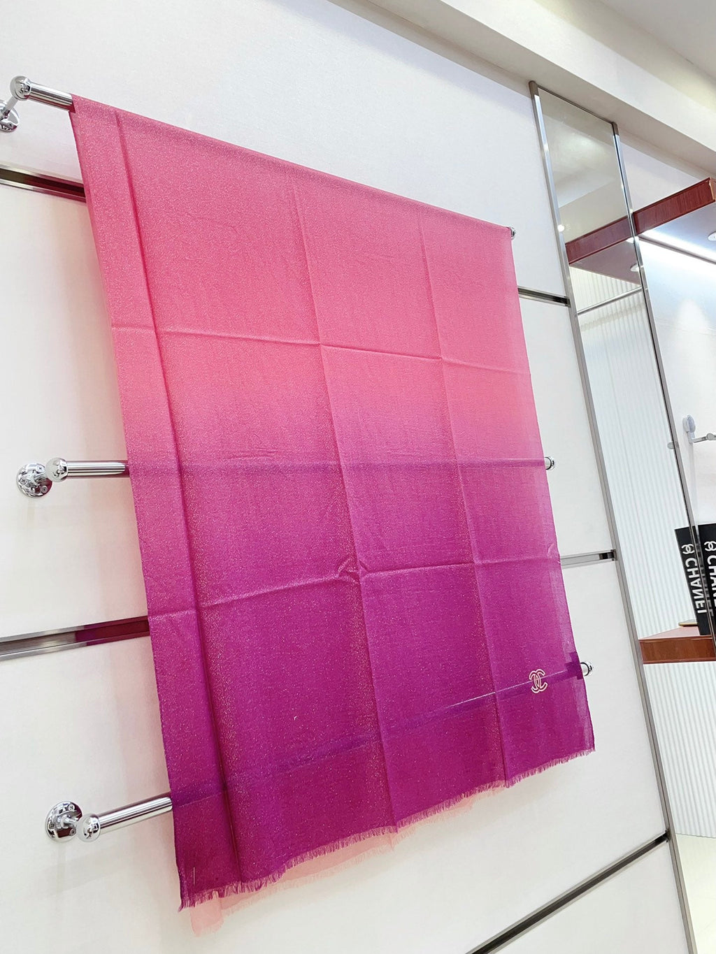 CC Scarf 200 CM In Dark Pink Mix Light Pink Linen Fabric 249937