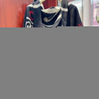 CC Square Scarf 140 CM In Black Mix White Red Cashmere Silk 252308