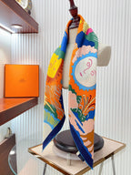 Au Royaume d'Helios Scarf 90 CM In Colorful Silk Twill 271780