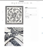 CC Square Scarf 90 CM In White Black Silk Twill  271782